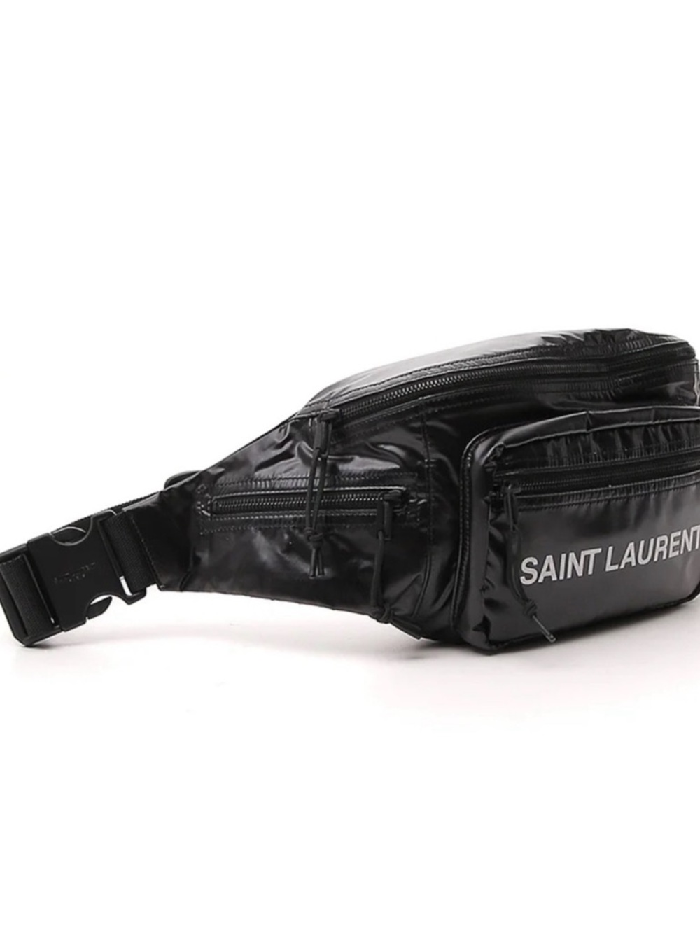 Saint Laurent Black Logo Nylon Belt Bag with Front Pocket - Picture 4 of 6